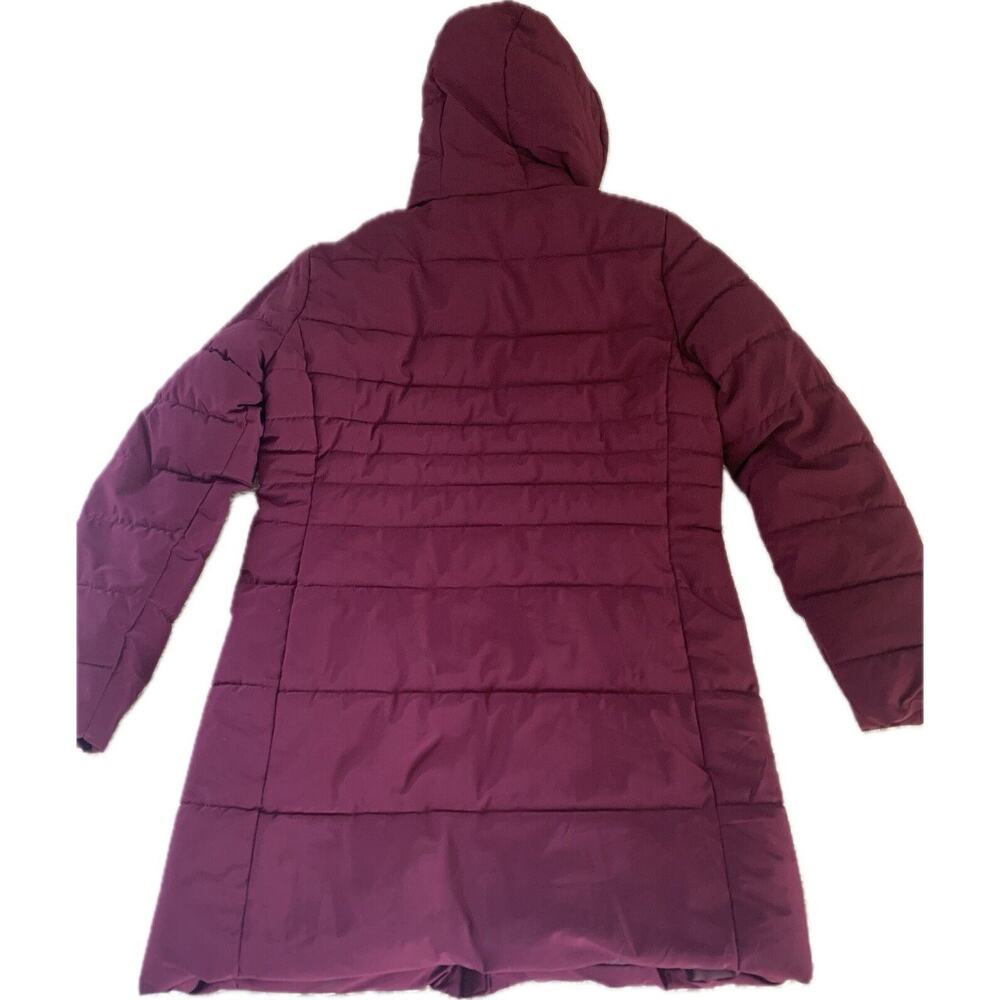 Swiss Tech Women’s Maroon Thigh Length Puffer Winter Coat Small 4-6 Zip Pockets - Picture 2 of 13